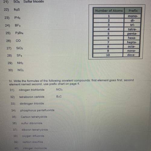 UNIT 4: Name/Writing Chemical Compounds Worksheet

Write names of the covalent compounds with pref