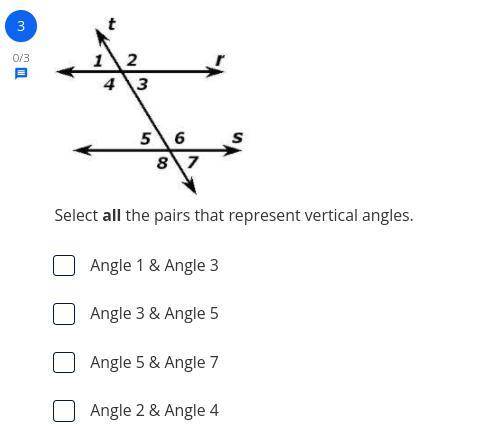 Select all the pairs that represent vertical angles.
