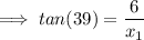 \implies tan(39) = \dfrac{6}{x_1}