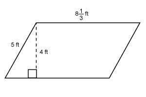 What is the area of this parallelogram?

A = 20 ft²
A=2123 ft²
A=3313 ft²
A=4123 ft²