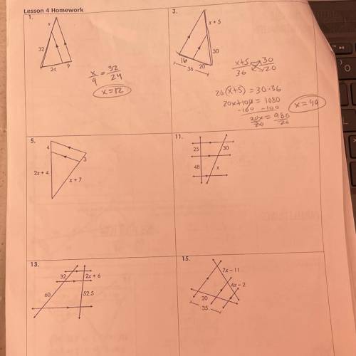 Triangle proportionality lesson 4 homework
