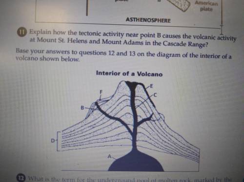 Explain how the tectonic activity near point B causes the volcanic activity at Mount St.Helens and