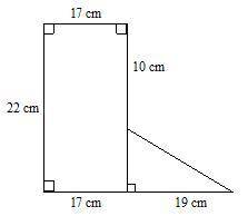 Calculate the area of the composite figure, which is not drawn to scale.