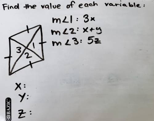 Find the value of each variable:See image above ^^