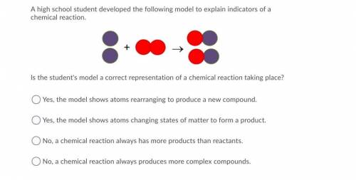 Help please A high school student developed the following model to explain indicators of a chem