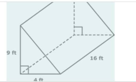 What is the volume of this triangular prism? A. 576 ft B. 288 C. 34 ft D. 29 ft