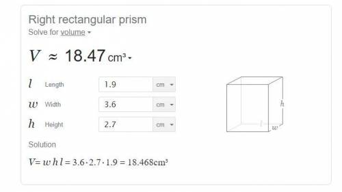 BRAINLEST WILL BE GIVEN

What is the volume of a right rectangular prism with a length of 1.9 centi