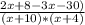 \frac{2x+8-3x-30)}{(x+10)*(x+4)}