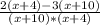 \frac{2(x+4)-3(x+10)}{(x+10)*(x+4)}