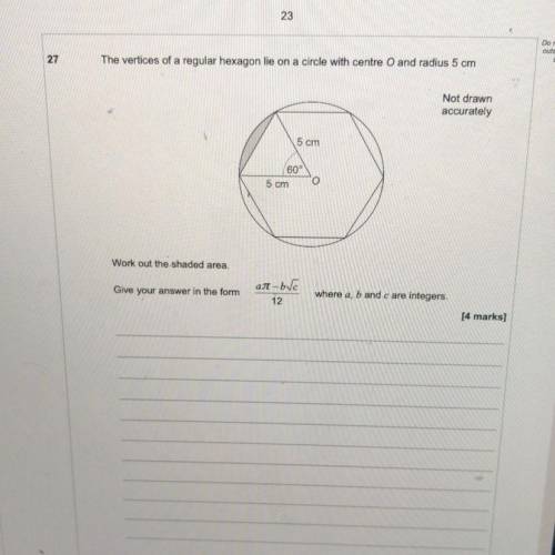 Please help urgently. GCSE maths area of sector. See picture attached (non calculator paper)