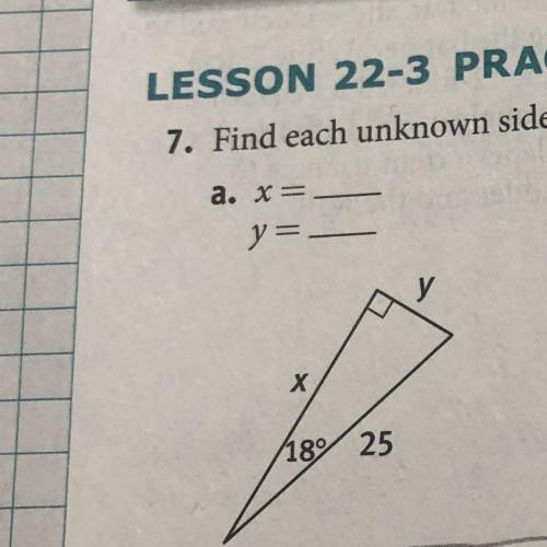 Find the unknown side length 
X=
Y=