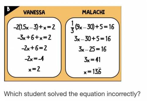 Which student solved their equation incorrectly? (ANSWER QUICK)