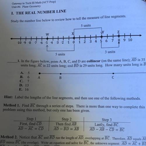 Study the number line below to review how to tell the measure of line segments

1. In the figure b