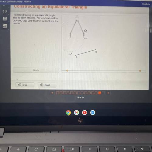 Constructing an Equilateral Triangle

Practice drawing an equilateral triangle.
This is open pract
