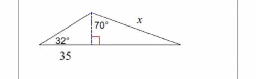 Find the length of the side labeled x. Round intermediate values to the nearest tenth. Use the roun