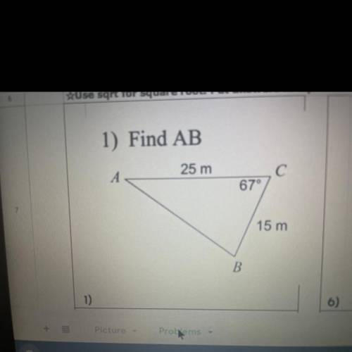 1) Find AB
round answer to the nearest tenth