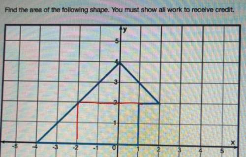 Question 4 (Essay Worth 10 points)

(04.03 MC)
Find the area of the following shape. You must show