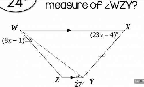 What is the measure of Angle WZY?