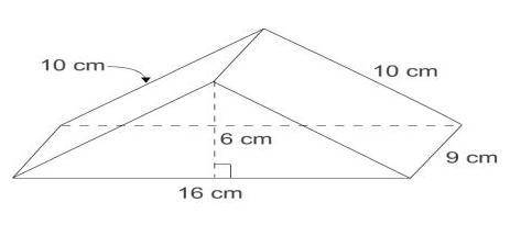 A scale model of a ramp is a right triangular prism as given in this figure. In the actual ramp, th