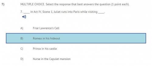 Romeo and Juliet Question (30 points) 
(ignore the selected