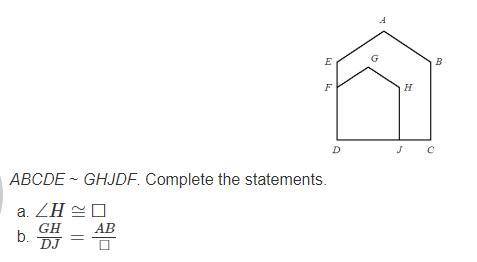 PLEASE ANSWER ALL, 100 POINTS

1. ABCDE ~ GHJDF. Complete the statements. ( diagram in the first i