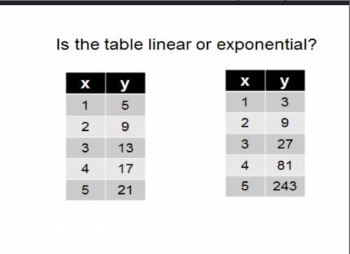 Is the table linear or exponential?