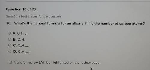 What's the general formula for an alkane if n is the number of carbon atoms?