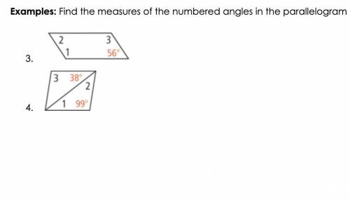 30 POINS Find the measures of the numbered angles in the parallelogram. Please help