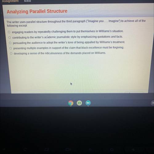 Assignment

Active
Analyzing Parallel Structure
The writer uses parallel structure throughout the