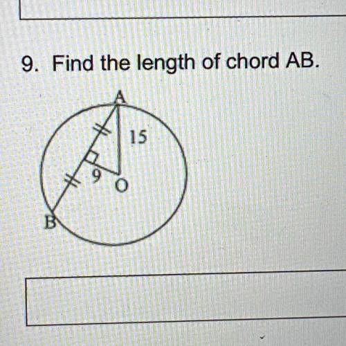 Please help me answer this asap thank you 
find the length of chord AB