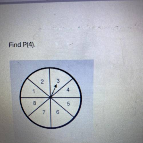 Find P(4)
1/8
1/4
1/2
1
