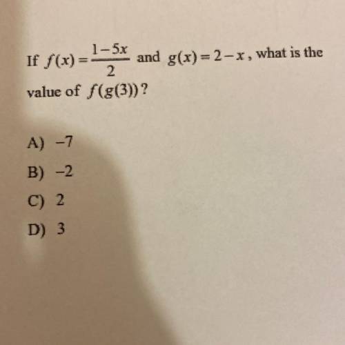 What is the value of f(g(3))?