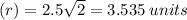 (r) = 2.5\sqrt 2=3.535\: units