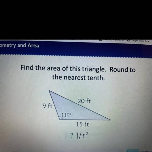 Find the area of this triangle. round to the nearest tenth.