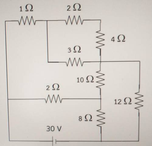 What is current of 12 ohm? help me pleasee

1. 0.25 A 2. 0.5 A 3. 1 A 4. 1.5 A 5. 2 A