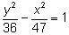 What equation corresponds to the graph of the hyperbola?