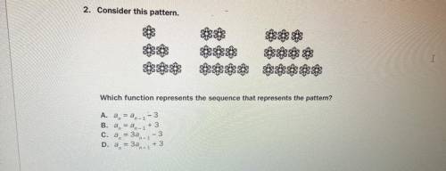 2. Consider this pattern.

Which function represents the sequence that represents the pattern?
A.