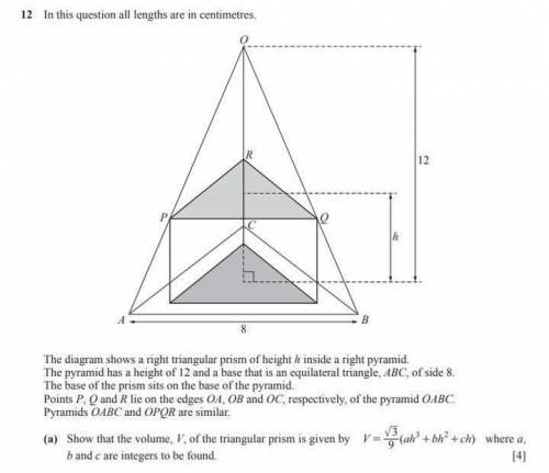 12 In this question all lengths are in centimetres.

12
Р
h
B
8
The diagram shows a right triangul