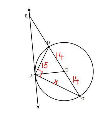 Given circle E with diameter CD and radius EA. AB is tangent to E at A. if AD = 15 and EC = 14, solv