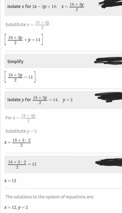 solve the system using elimination. show all work. write your answer in the form (x,y) 2x-3y=18 x+y=